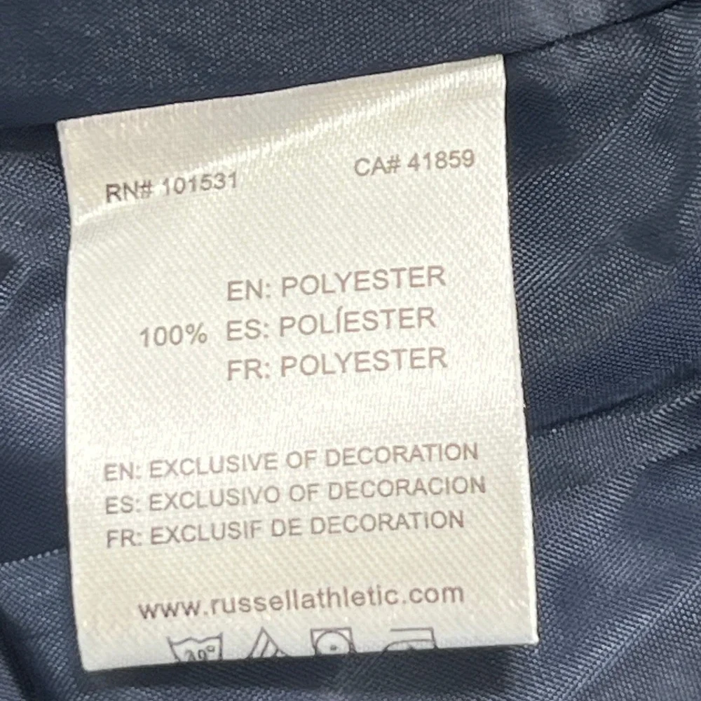 Russell Athletic Mens Large Navy Blue Coaches Jacket Windbreaker Snap Front NEW
